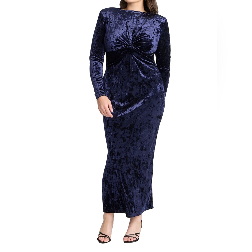 ELOQUII Women's Plus Size Twist Bodice Velvet Maxi Dress